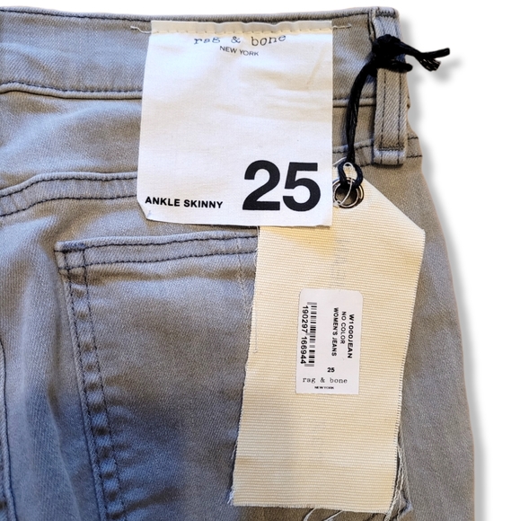 Rag & Bone Denim Burmese Gray Ankle Skinny Jean Raw Hem Sz 25 - Picture 9 of 10
